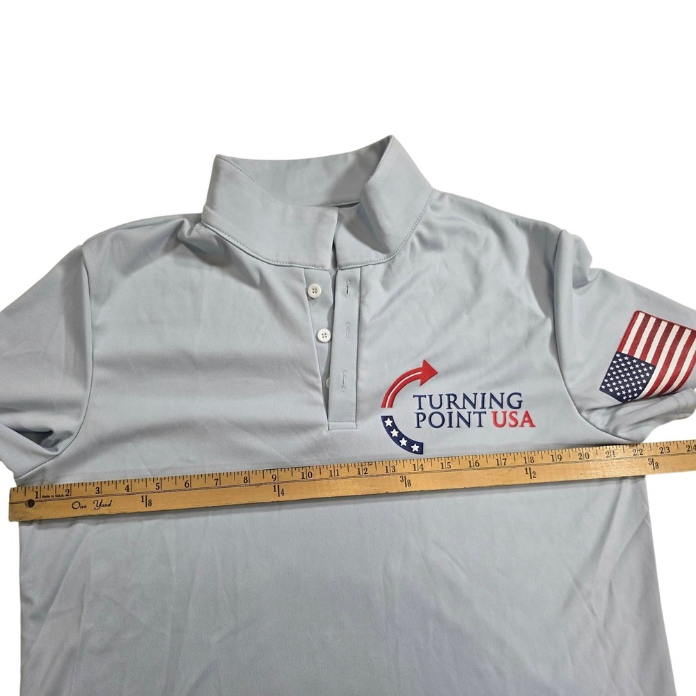 EUC TPUSA Turning Point USA Polo Shirt Patriotic American Flag Conservative Mens - Picture 9 of 10